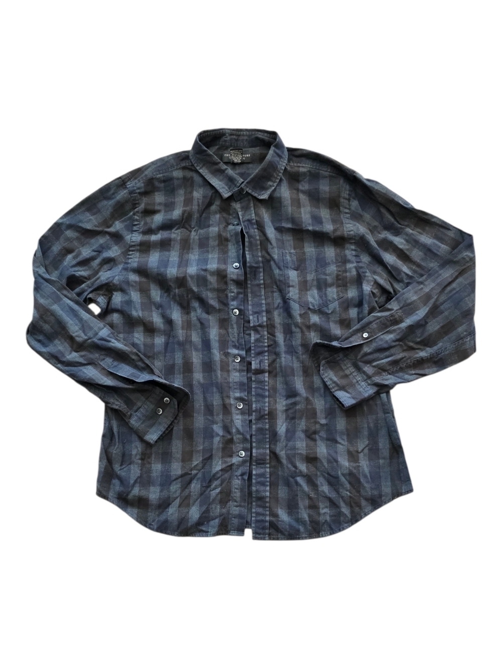 Bloomingdale's Men's Black & Blue Plaid Button-Down Shirt XL